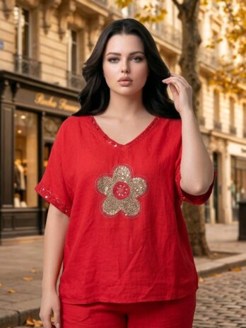 Camisa Roja Flor